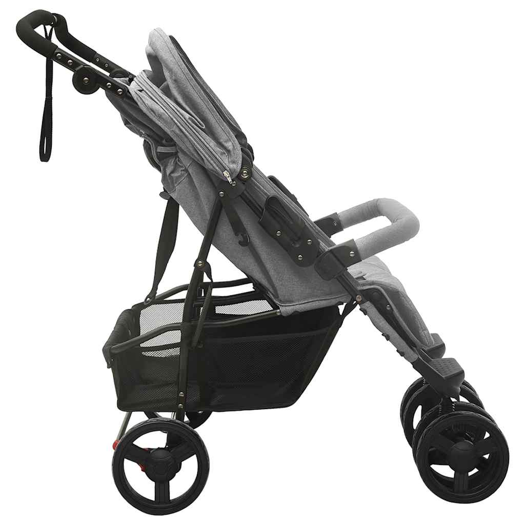 Two-seater stroller Light grey Steel