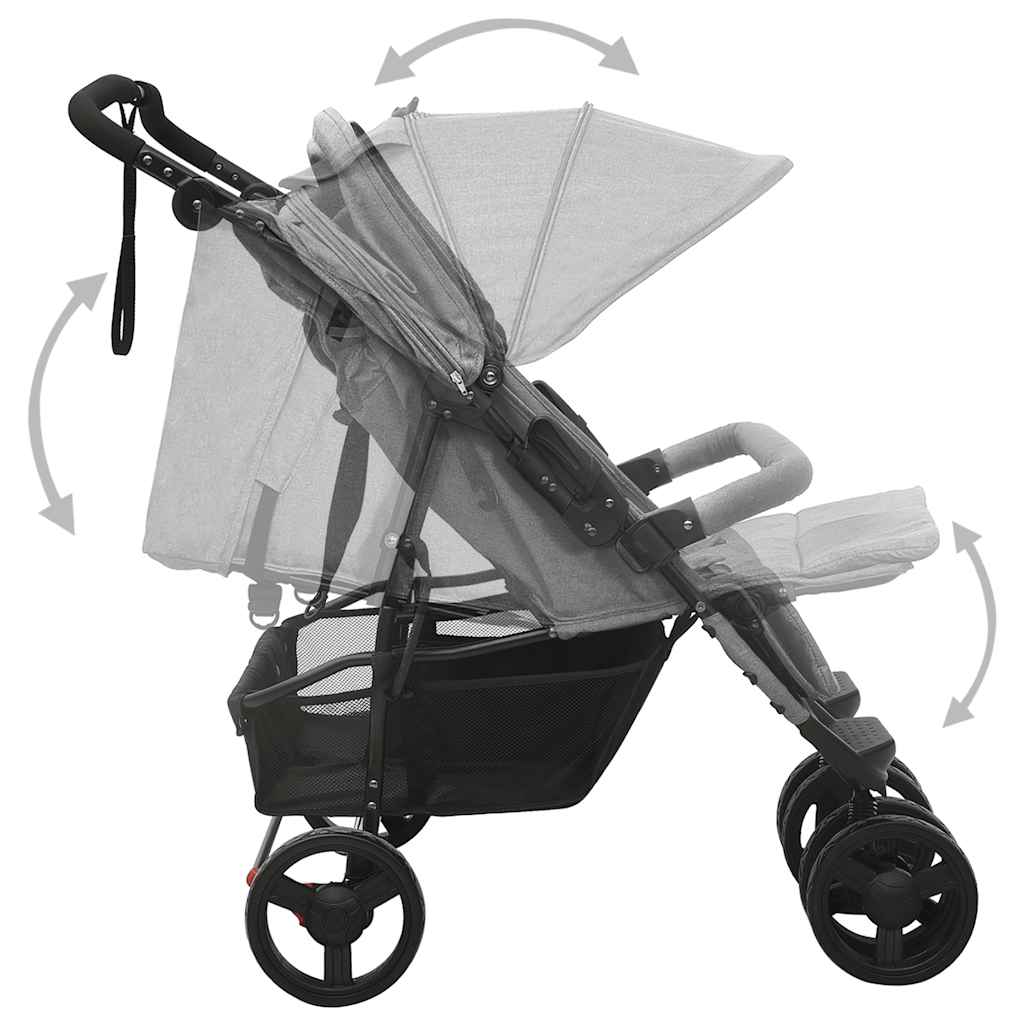 Two-seater stroller Light grey Steel