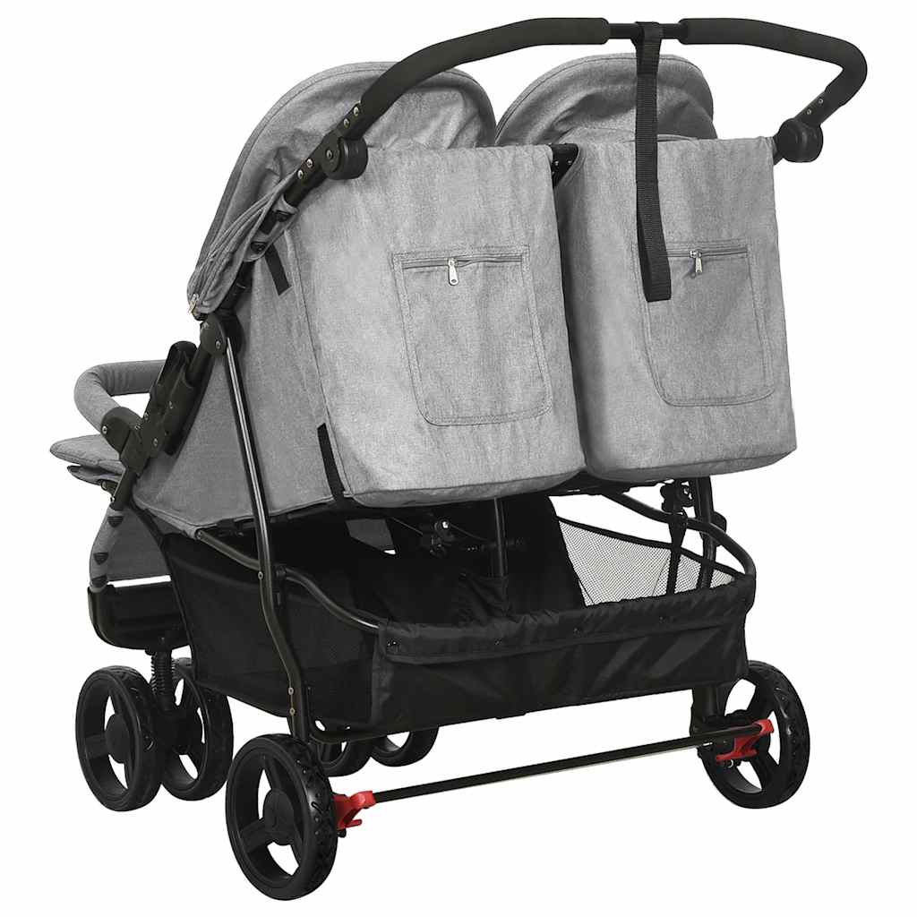 Two-seater stroller Light grey Steel