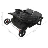 Zweisitzer-Kinderwagen Anthrazit-Stahl