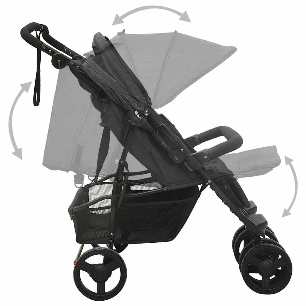 Zweisitzer-Kinderwagen Anthrazit-Stahl