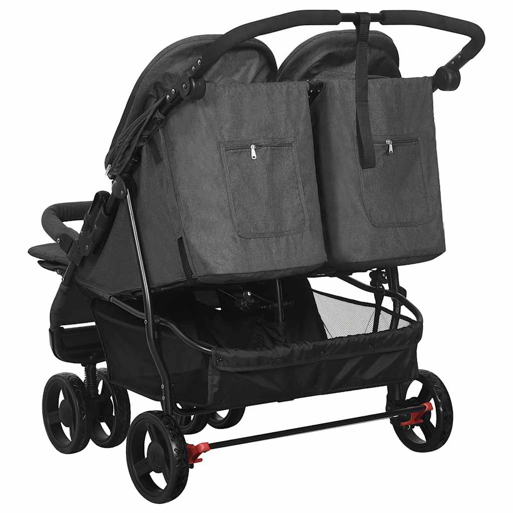 Zweisitzer-Kinderwagen Anthrazit-Stahl