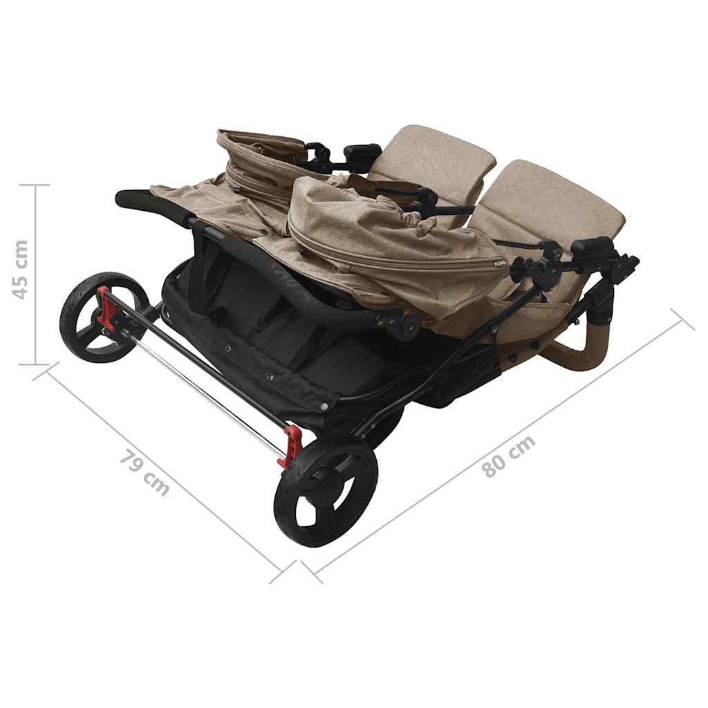 Taupe Steel Double Seat Stroller