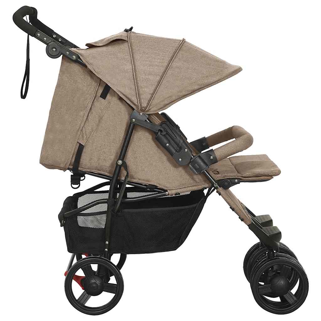 Taupe Steel Double Seat Stroller