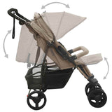 Taupe Steel Double Seat Stroller