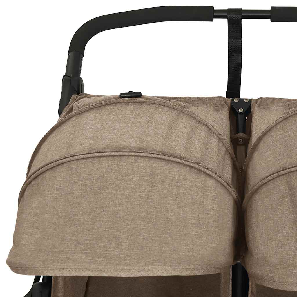 Taupe Steel Double Seat Stroller