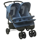 Navy Blue Steel Double Stroller