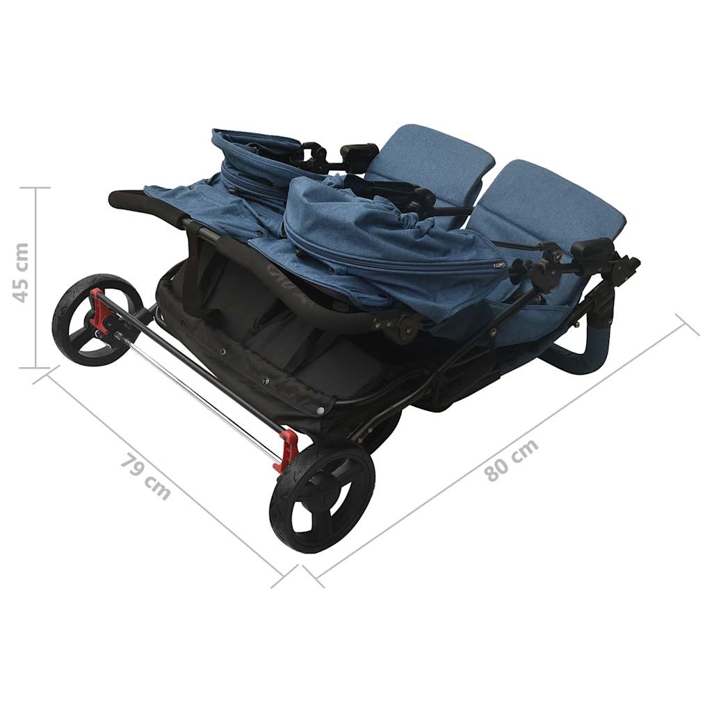 Navy Blue Steel Double Stroller