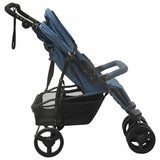 Navy Blue Steel Double Stroller