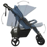 Navy Blue Steel Double Stroller