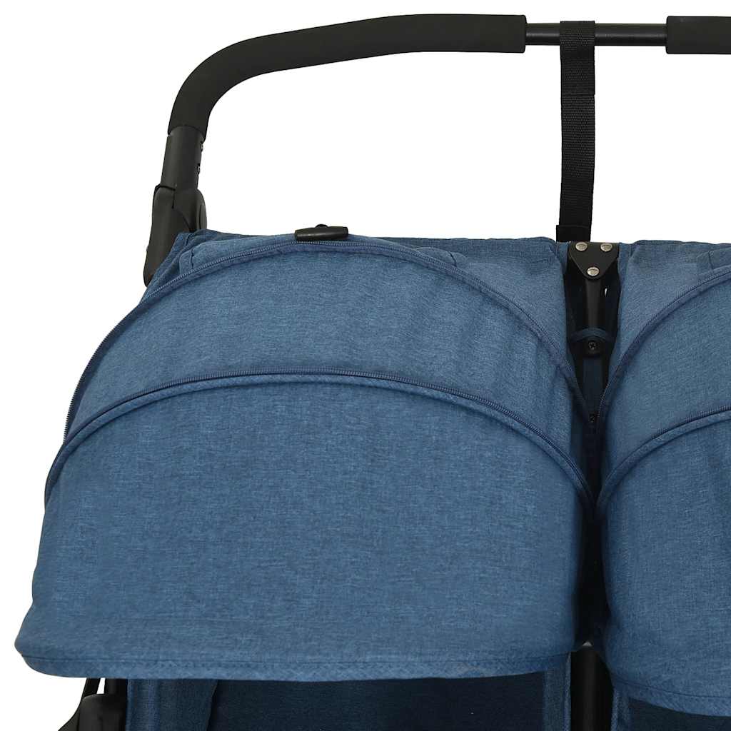 Navy Blue Steel Double Stroller