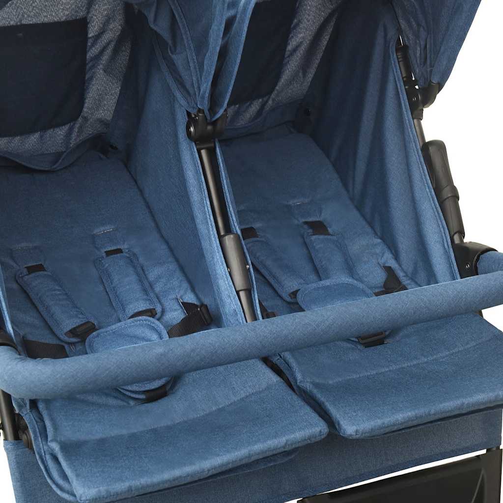 Navy Blue Steel Double Stroller