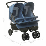 Navy Blue Steel Double Stroller