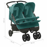 Steel Green Double Seat Stroller