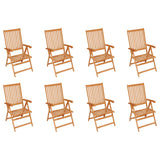 Chaises inclinables de jardin lot de 8 Bois de teck solide