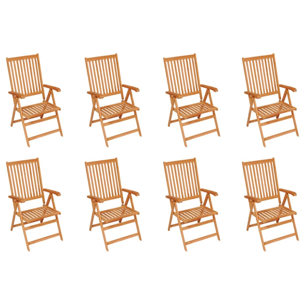 Chaises inclinables de jardin et coussins lot de 8 Teck solide