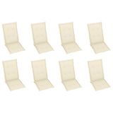 Chaises inclinables de jardin et coussins lot de 8 Teck solide