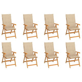 Chaises inclinables de jardin et coussins lot de 8 Teck solide