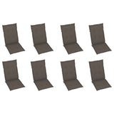 Chaises inclinables de jardin et coussins lot de 8 Teck solide