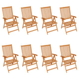 Chaises inclinables de jardin et coussins lot de 8 Teck solide