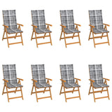 Chaises inclinables de jardin et coussins lot de 8 Teck solide