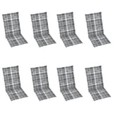 Chaises inclinables de jardin et coussins lot de 8 Teck solide