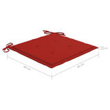 Chaises de jardin avec coussins rouge lot de 8 Teck massif