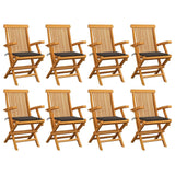 Chaises de jardin avec coussins taupe lot de 8 Bois teck massif