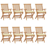 Chaises de jardin et coussins blanc crème lot de 8 Teck massif