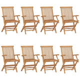 Chaises de jardin et coussins blanc crème lot de 8 Teck massif