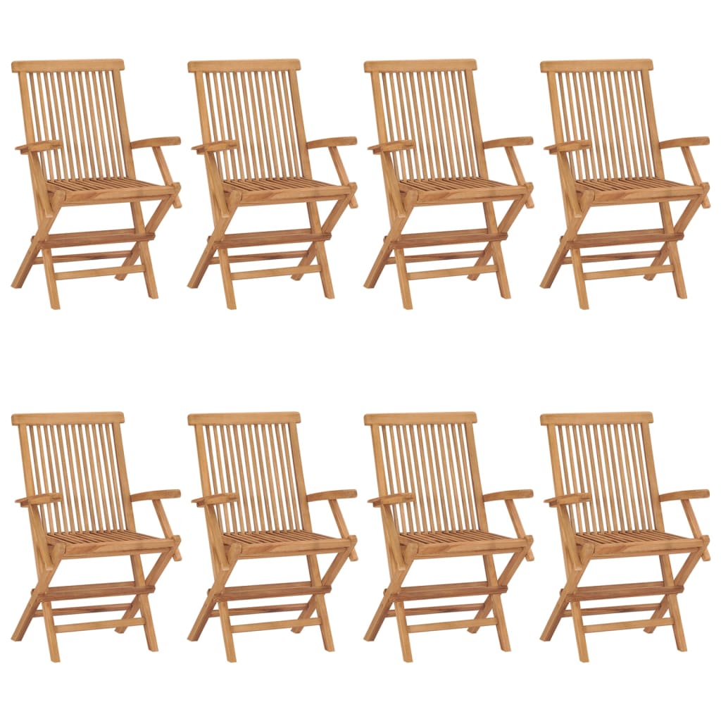 Chaises de jardin avec coussins rouge lot de 8 Bois teck massif