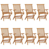 Chaises de jardin avec coussins bordeaux lot de 8 Teck massif