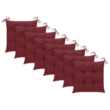 Chaises de jardin avec coussins bordeaux lot de 8 Teck massif