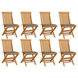 Chaises de jardin et coussins gris lot de 8 Bois de teck massif