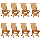 Chaises de jardin et coussins gris lot de 8 Bois de teck massif