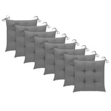 Chaises de jardin et coussins gris lot de 8 Bois de teck massif