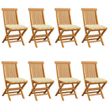 Chaises de jardin et coussins blanc crème lot de 8 Teck massif