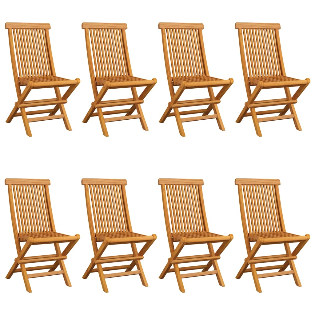 Chaises de jardin et coussins blanc crème lot de 8 Teck massif