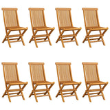 Chaises de jardin et coussins blanc crème lot de 8 Teck massif