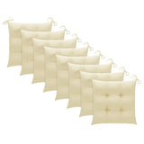 Chaises de jardin et coussins blanc crème lot de 8 Teck massif