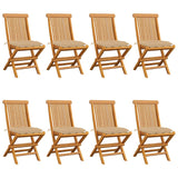 Chaises de jardin et coussins beige lot de 8 Bois teck massif