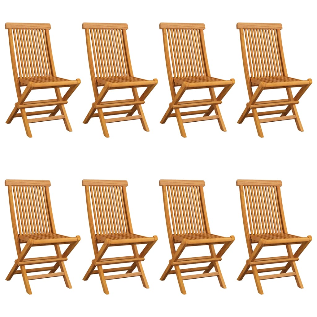 Chaises de jardin et coussins vert lot de 8 Bois de teck massif