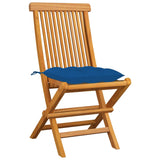 Chaises de jardin et coussins bleu lot de 8 Bois de teck massif