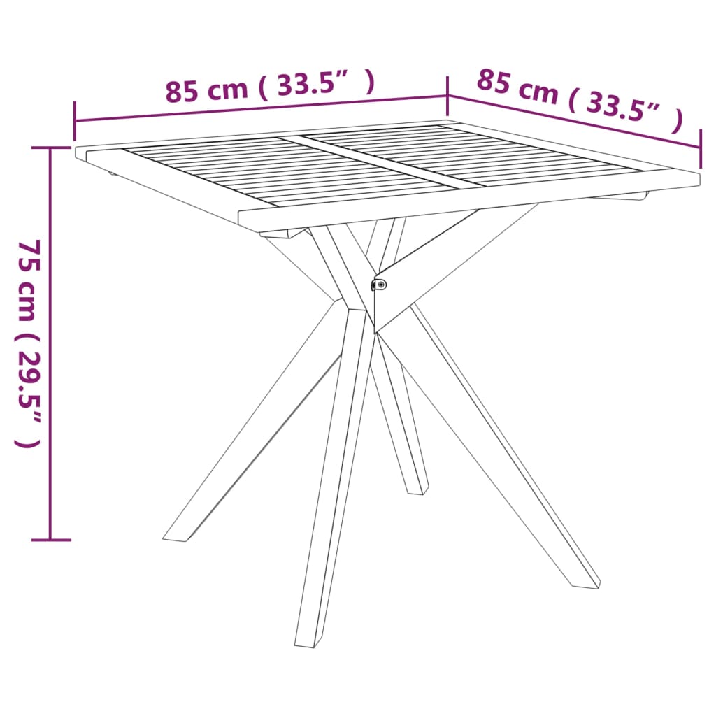 Table de jardin 85x85x75 cm Bois d'acacia solide