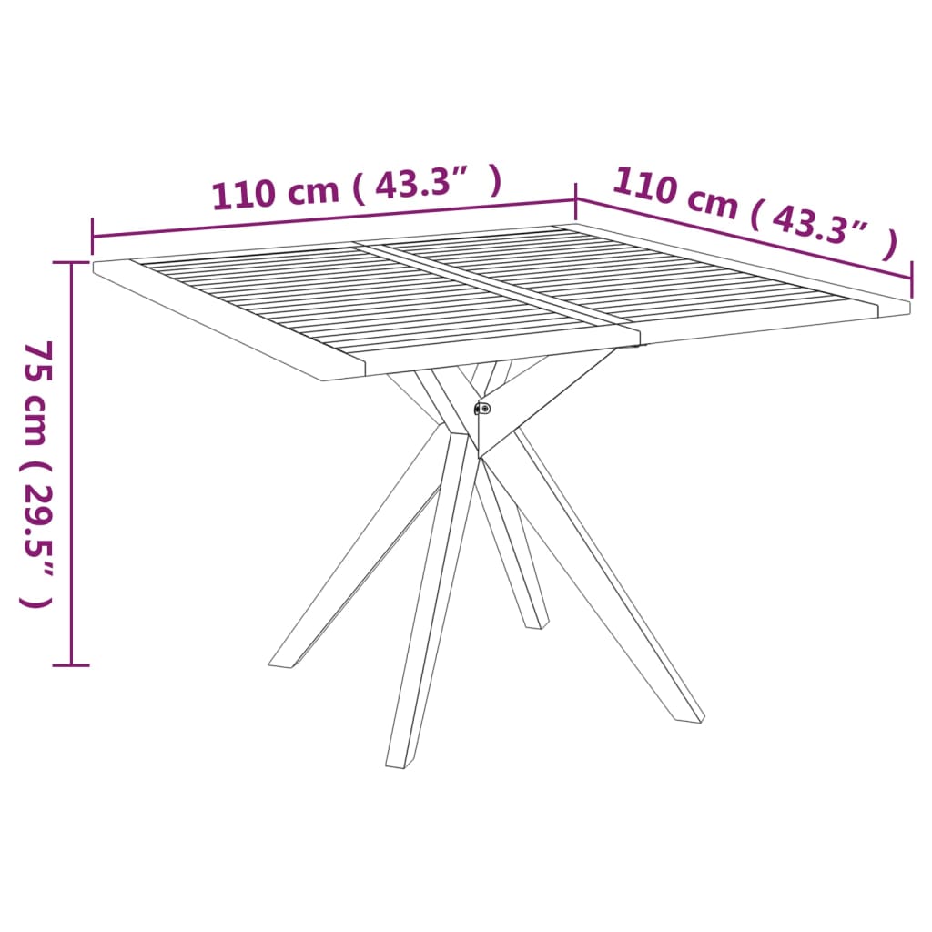 Table de jardin 110x110x75 cm Bois d'acacia solide