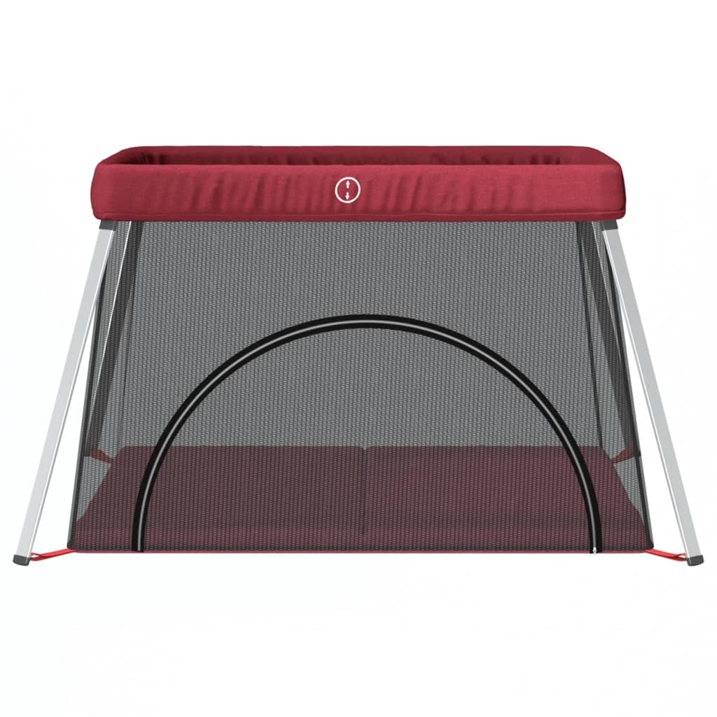 Parc pour bébé avec matelas Rouge Tissu de lin