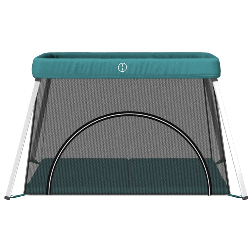 Parc pour bébé avec matelas Vert Tissu de lin