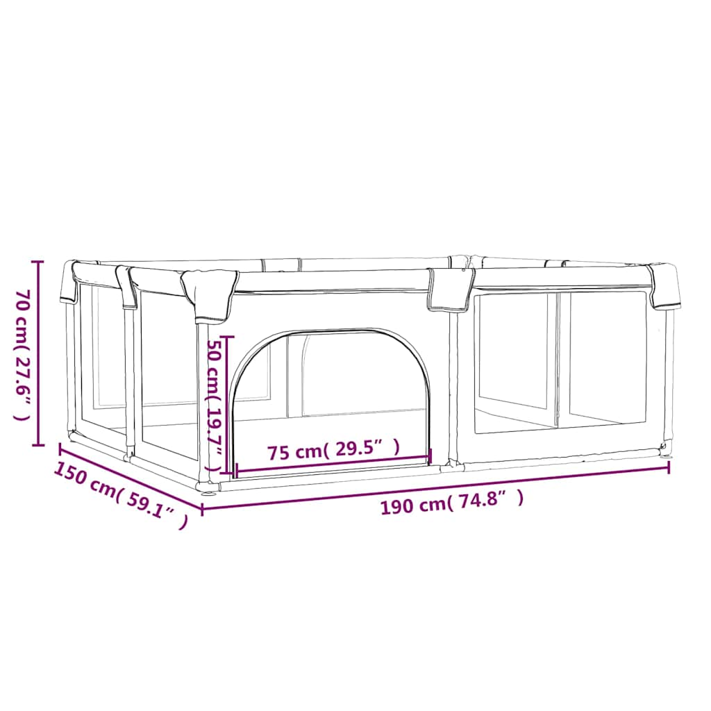 Parc pour bébé avec 2 portes Gris clair Tissu Oxford