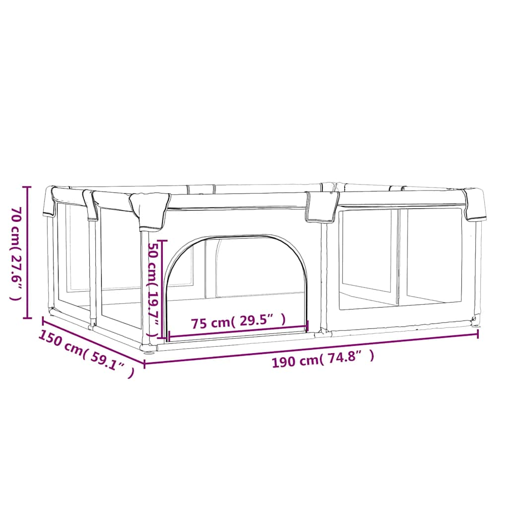 Parc pour bébé avec 2 portes Rouge Tissu Oxford