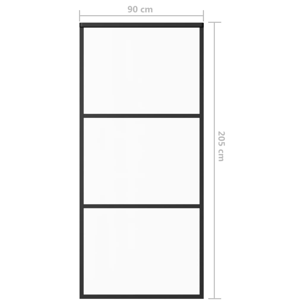 Porte coulissante Verre ESG et aluminium 90x205 cm Noir